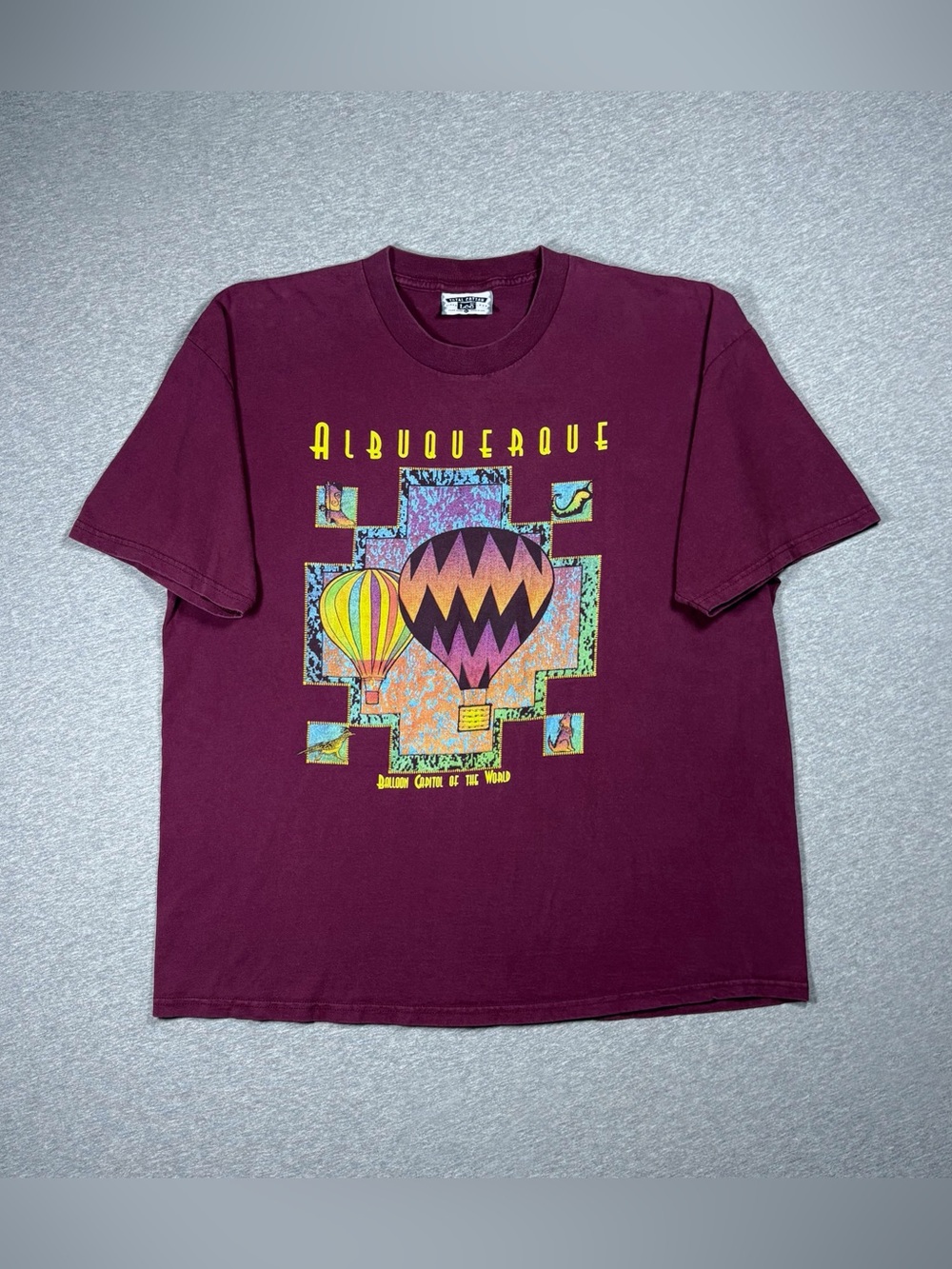Vintage Albuquerque Balloon Capitol T-Shirt Lee USA Made XL Burgundy Western 90s
